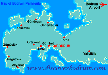 carte de Peninsule de Bodrum