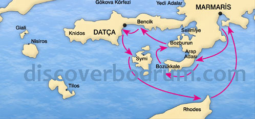 Map of Gulf of Hisaronu, Datca, Marmaris