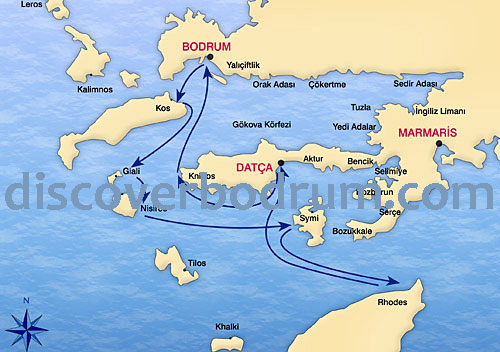 Map of South Dodecanese Greek Islands